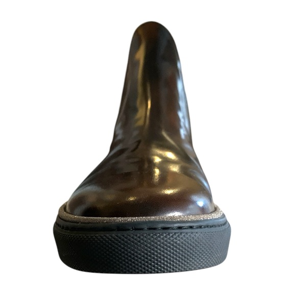 BRUNELLO CUCINELLI Monili Brown Leather Crystal Chelsea Boots - Picture 9 of 10